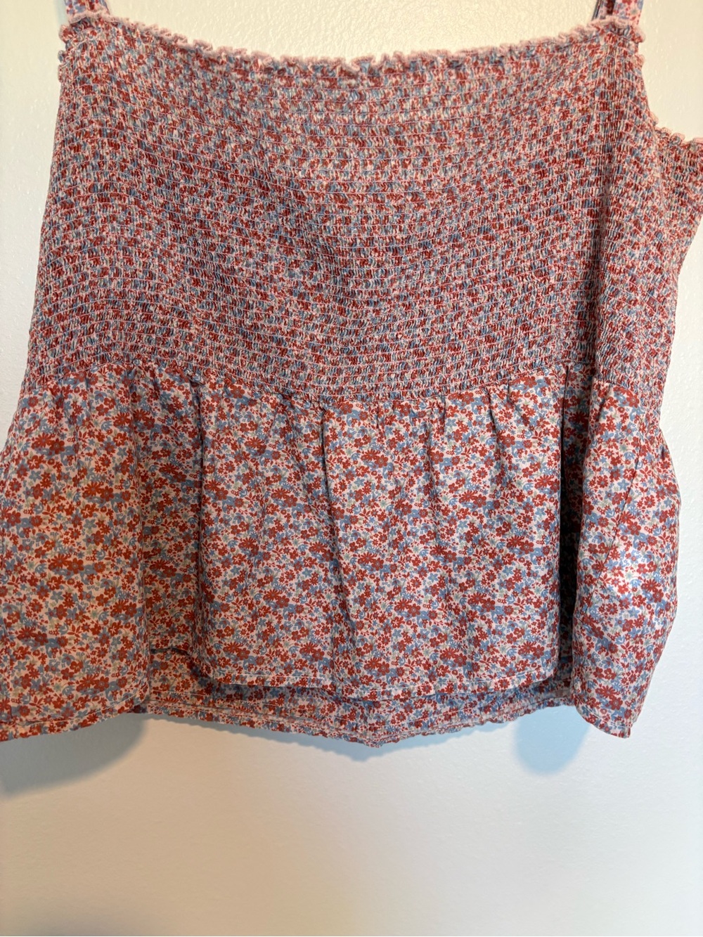 Nation LTD Ditsy Floral Print Smocked Peplum Tank Top Boho Pink - Picture 4 of 7